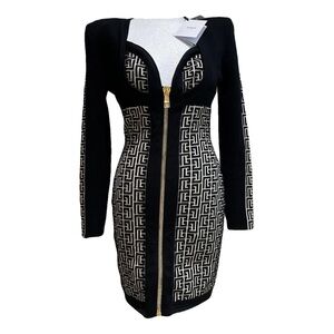 Balmain Wool Long Sleeve Mini Dress